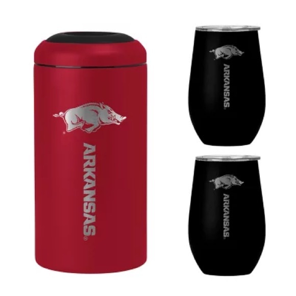Arkansas Razorbacks NCAA Stainless Steel Wine Chiller and Tumbler Set